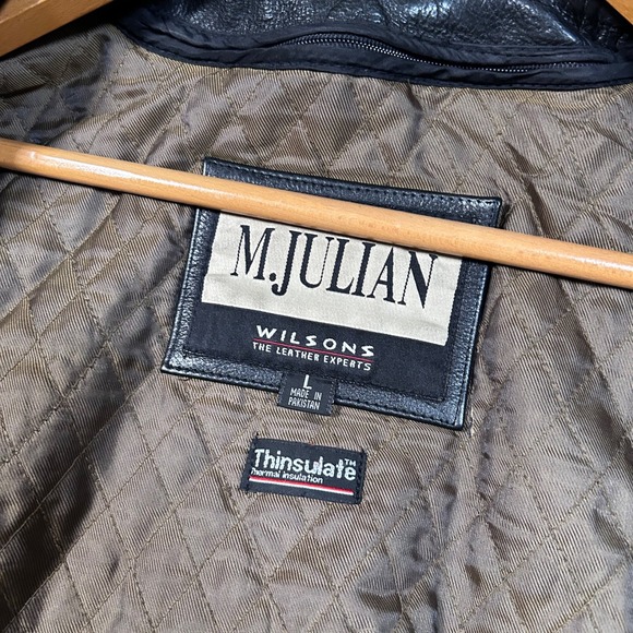 Vintage M JULIAN Wilson Black Leather Jacket Zip Front Thinsulate Mens L - Picture 10 of 16